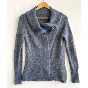 MODA INTERNATIONAL Teal Wool Mohair Blend Cardigan Sweater Snap Closure Size S